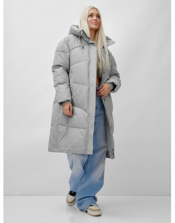 Длинный зимний пуховик с капюшоном для женщин