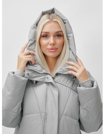 Длинный зимний пуховик с капюшоном для женщин