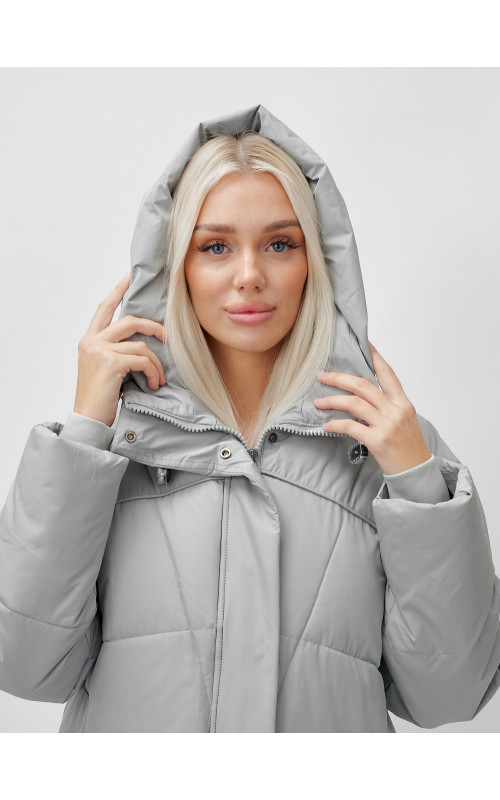 Длинный зимний пуховик с капюшоном для женщин
