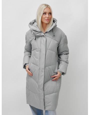 Длинный зимний пуховик с капюшоном для женщин