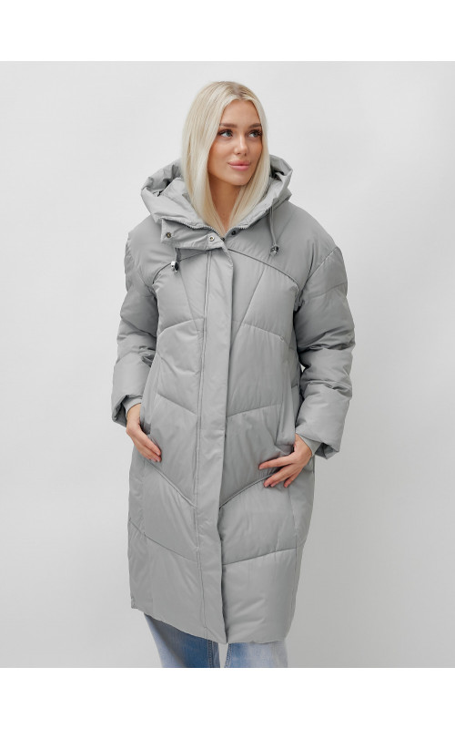 Длинный зимний пуховик с капюшоном для женщин