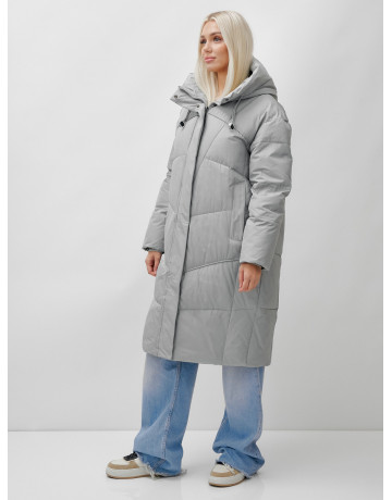 Длинный зимний пуховик с капюшоном для женщин