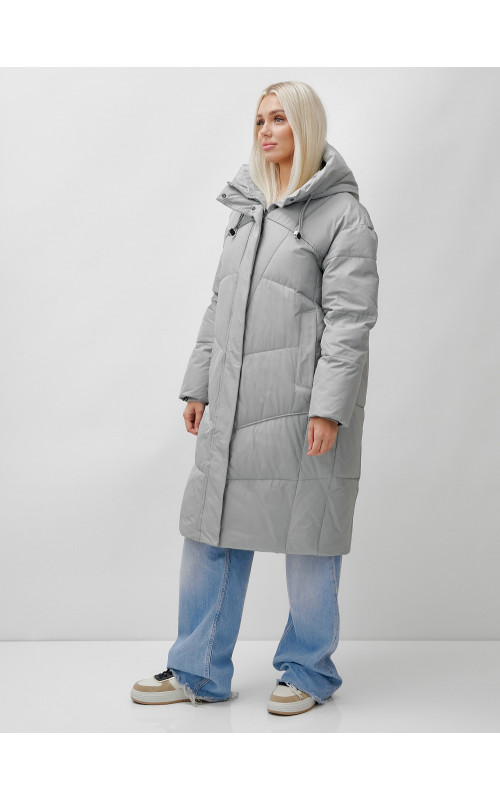 Длинный зимний пуховик с капюшоном для женщин