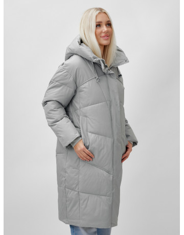 Длинный зимний пуховик с капюшоном для женщин