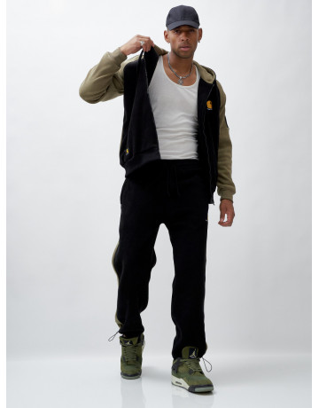 Мужской демисезонный спортивный костюм на флисе, чёрный, для спорта. в Тюмени