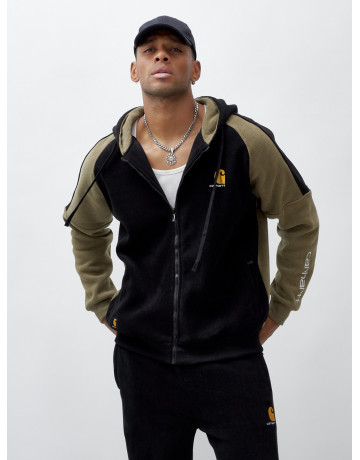 Мужской демисезонный спортивный костюм на флисе, чёрный, для спорта. в Тюмени