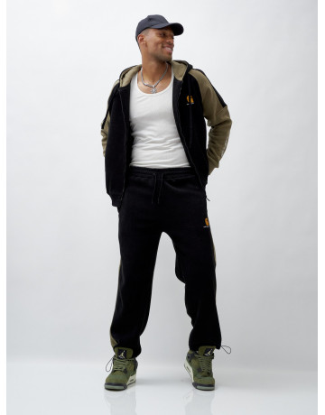 Мужской демисезонный спортивный костюм на флисе, чёрный, для спорта. в Тюмени