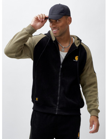 Мужской демисезонный спортивный костюм на флисе, чёрный, для спорта. в Тюмени