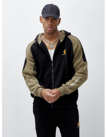 Мужской демисезонный спортивный костюм на флисе, чёрный, для спорта. в Тюмени