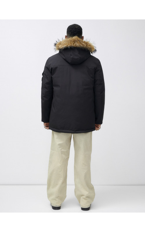Мужская зимняя удлиненная парка с мехом, чёрная в Тюмени