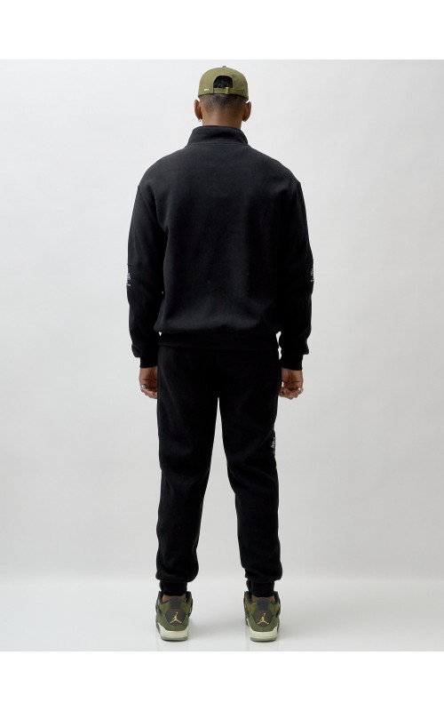 Мужской демисезонный спортивный костюм на флисе, чёрный, для спорта. в Тюмени