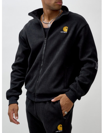 Мужской демисезонный спортивный костюм на флисе, чёрный, для спорта. в Тюмени