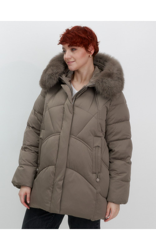 Пуховик для женщин с мехом песца