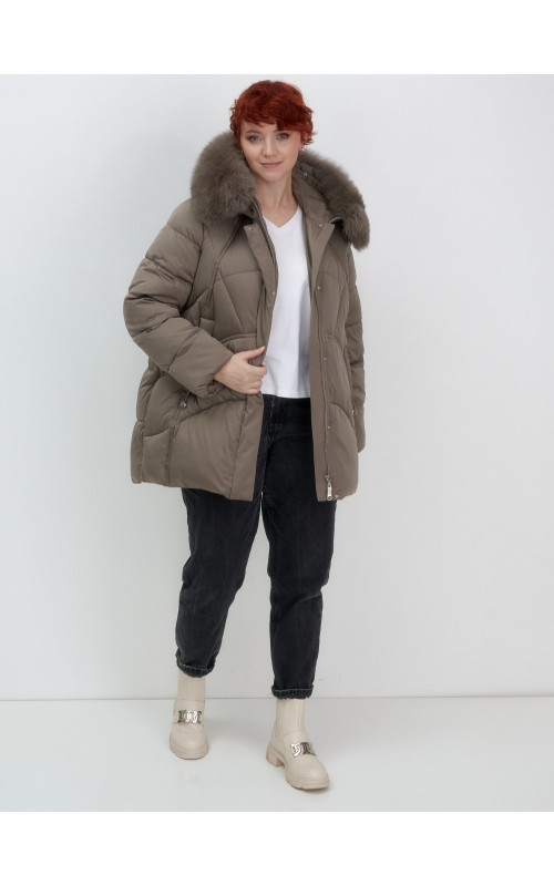 Пуховик для женщин с мехом песца