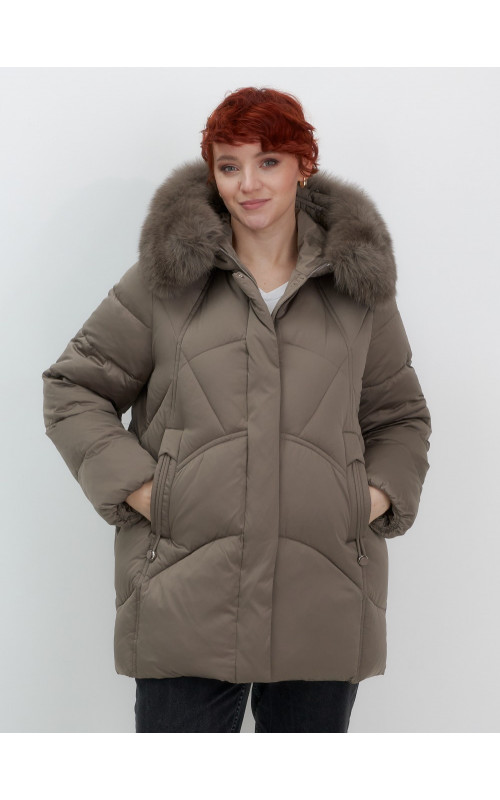 Пуховик для женщин с мехом песца