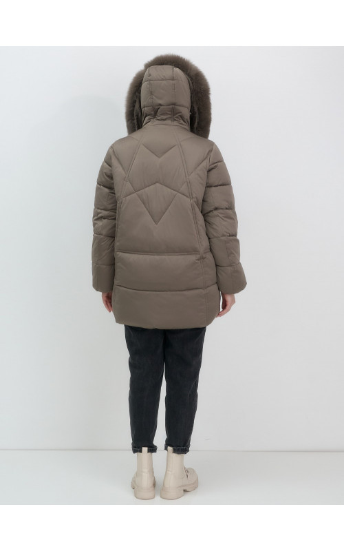 Пуховик для женщин с мехом песца