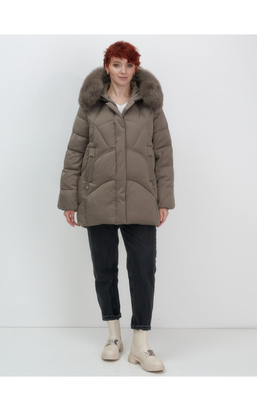 Пуховик для женщин с мехом песца