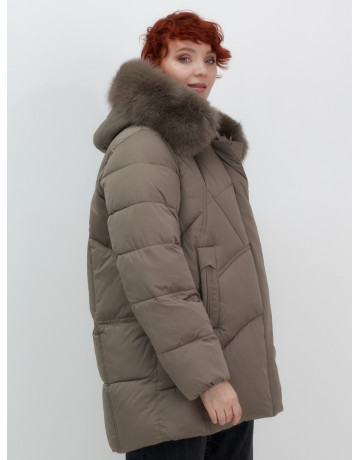 Пуховик для женщин с мехом песца