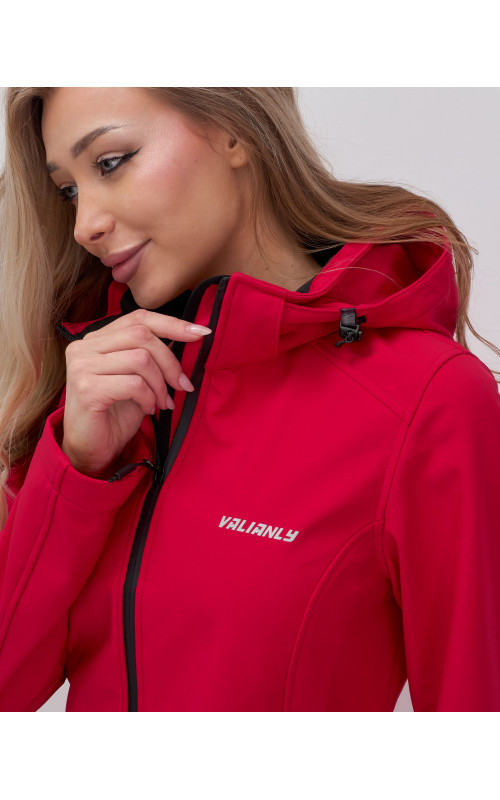 Женская спортивная парка с капюшоном softshell, красная, для активного отдыха в Тюмени