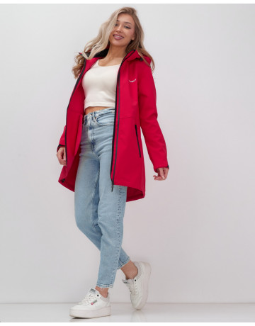 Женская спортивная парка с капюшоном softshell, красная, для активного отдыха в Тюмени