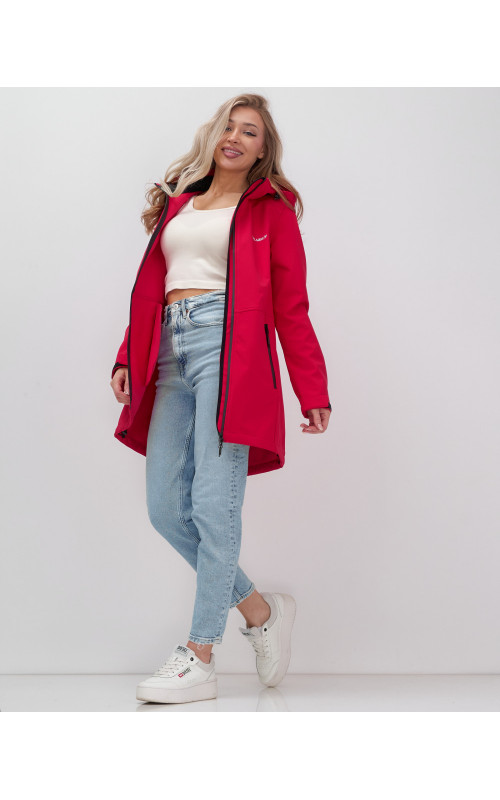 Женская спортивная парка с капюшоном softshell, красная, для активного отдыха в Тюмени