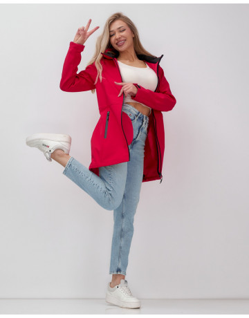 Женская спортивная парка с капюшоном softshell, красная, для активного отдыха в Тюмени