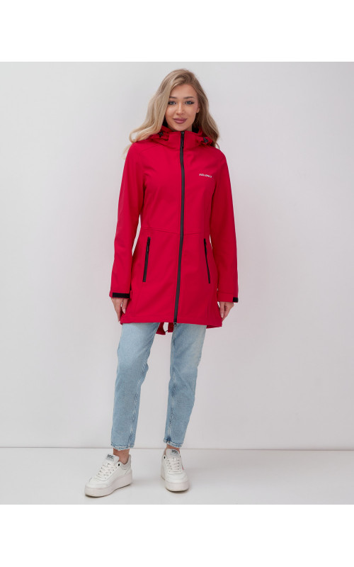 Женская спортивная парка с капюшоном softshell, красная, для активного отдыха в Тюмени