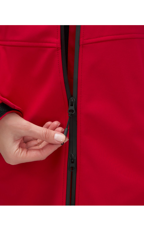 Женская спортивная парка с капюшоном softshell, красная, для активного отдыха в Тюмени