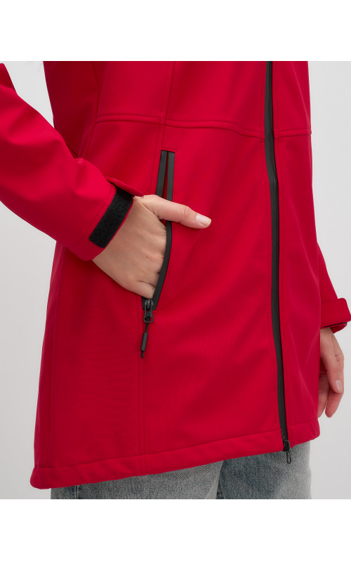 Женская спортивная парка с капюшоном softshell, красная, для активного отдыха в Тюмени