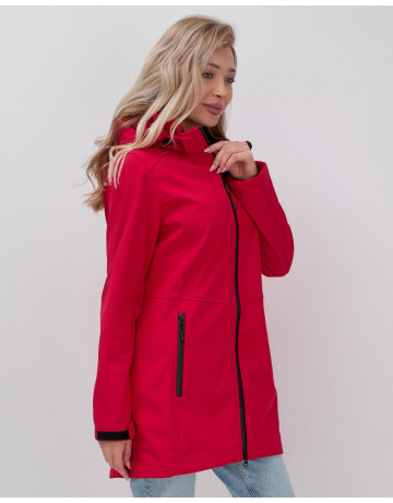 Женская спортивная парка с капюшоном softshell, красная, для активного отдыха в Тюмени