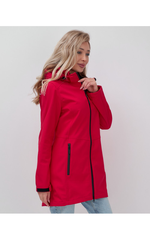 Женская спортивная парка с капюшоном softshell, красная, для активного отдыха в Тюмени