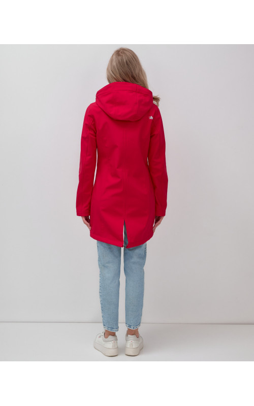 Женская спортивная парка с капюшоном softshell, красная, для активного отдыха в Тюмени