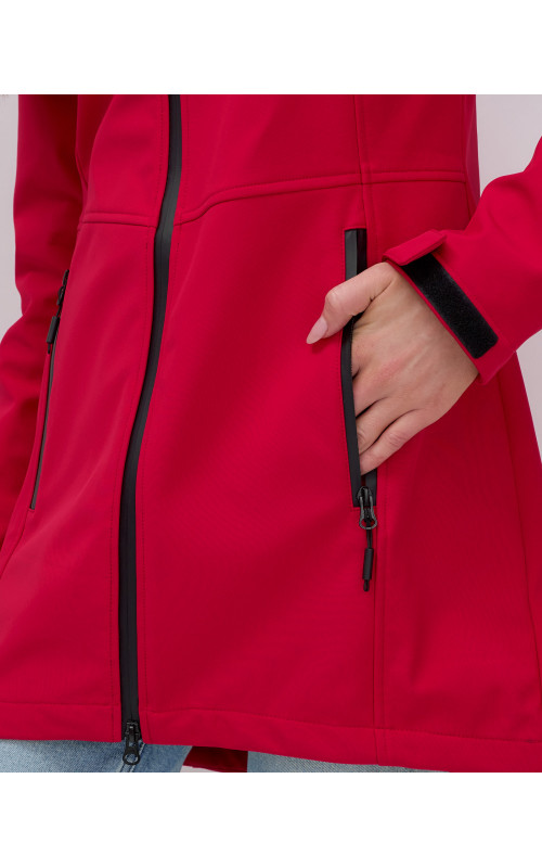 Женская спортивная парка с капюшоном softshell, красная, для активного отдыха в Тюмени