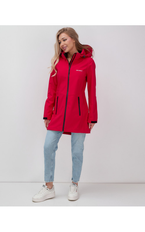 Женская спортивная парка с капюшоном softshell, красная, для активного отдыха в Тюмени
