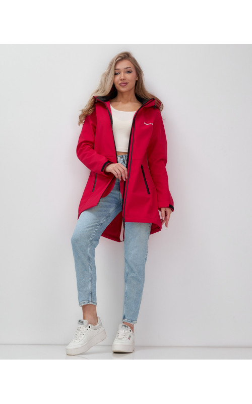 Женская спортивная парка с капюшоном softshell, красная, для активного отдыха в Тюмени