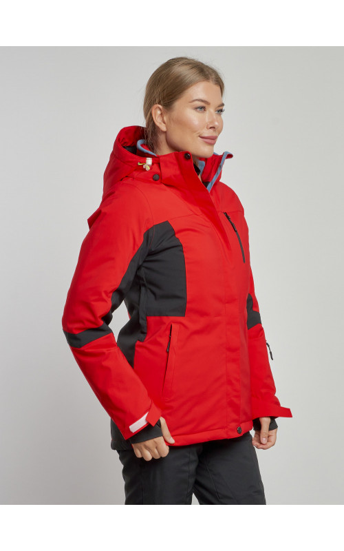 Женская горнолыжная куртка красная, зима
