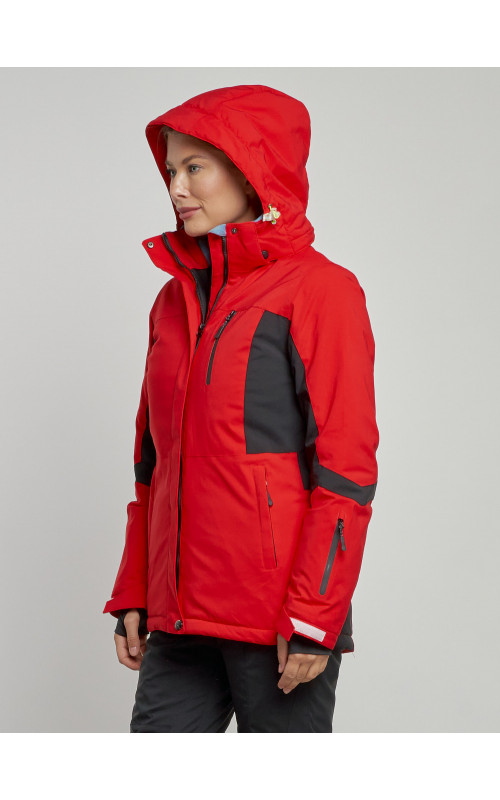 Женская горнолыжная куртка красная, зима