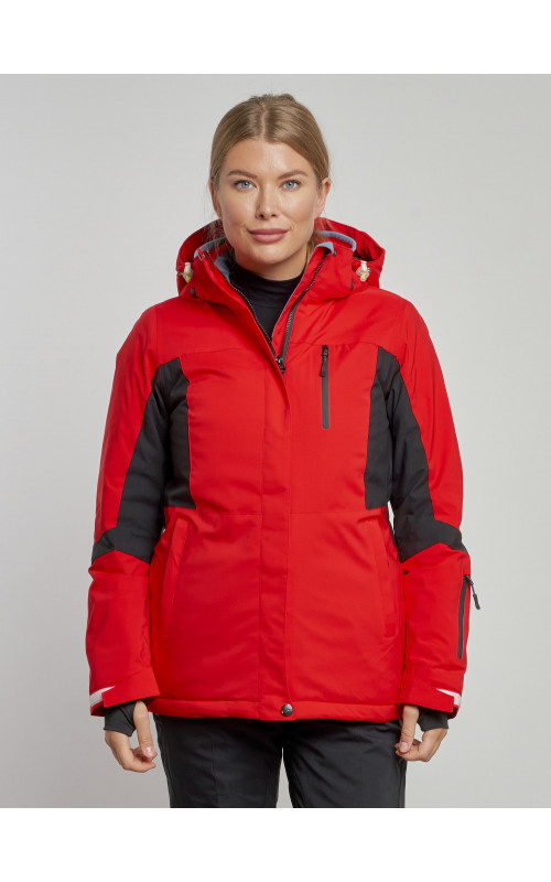 Женская горнолыжная куртка красная, зима