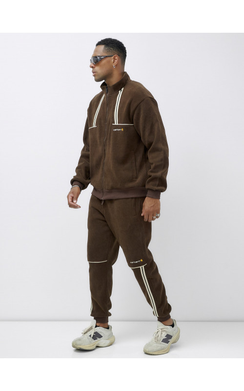 Мужской демисезонный спортивный костюм на флисе, коричневый, для спорта в Тюмени