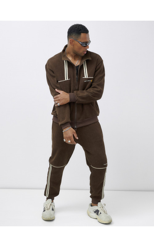 Мужской демисезонный спортивный костюм на флисе, коричневый, для спорта в Тюмени