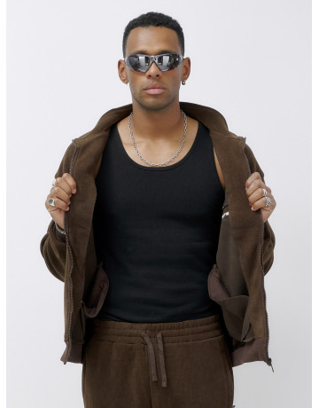 Мужской демисезонный спортивный костюм на флисе, коричневый, для спорта в Тюмени