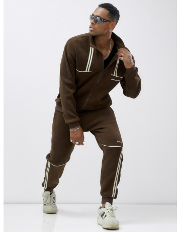 Мужской демисезонный спортивный костюм на флисе, коричневый, для спорта в Тюмени