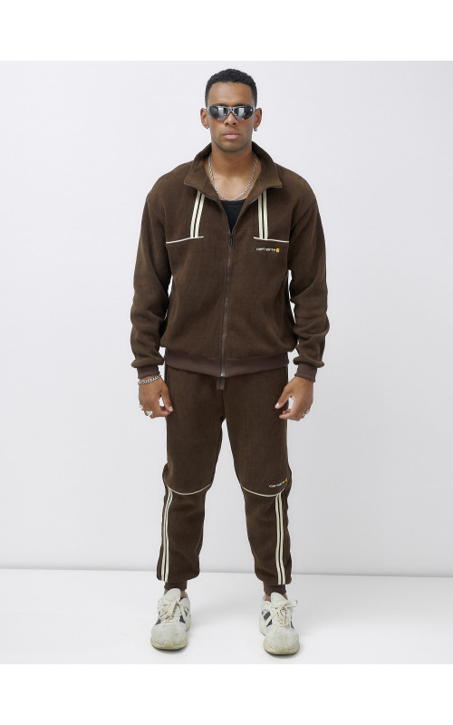 Мужской демисезонный спортивный костюм на флисе, коричневый, для спорта в Тюмени