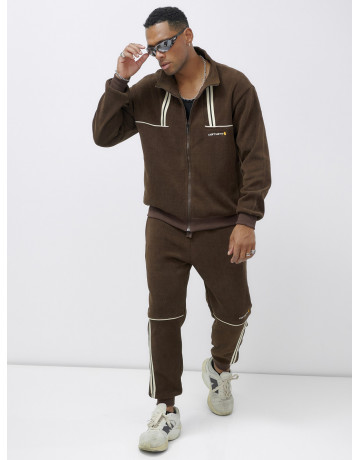 Мужской демисезонный спортивный костюм на флисе, коричневый, для спорта в Тюмени