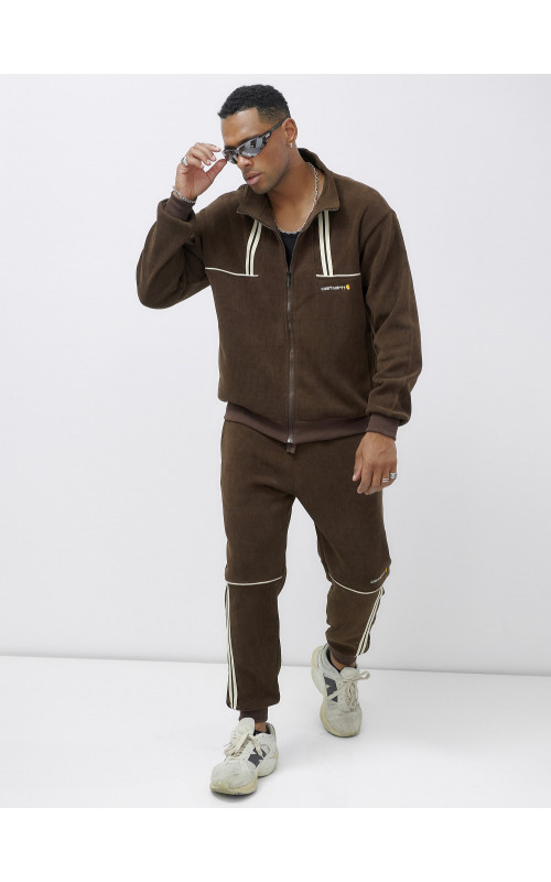 Мужской демисезонный спортивный костюм на флисе, коричневый, для спорта в Тюмени