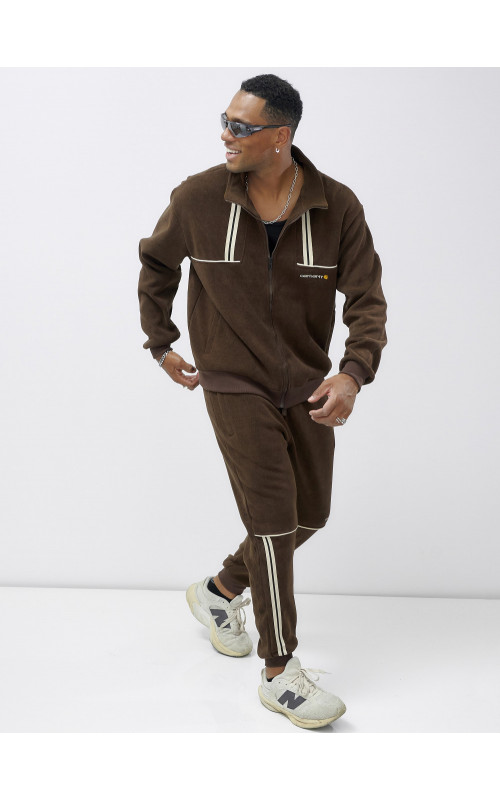 Мужской демисезонный спортивный костюм на флисе, коричневый, для спорта в Тюмени