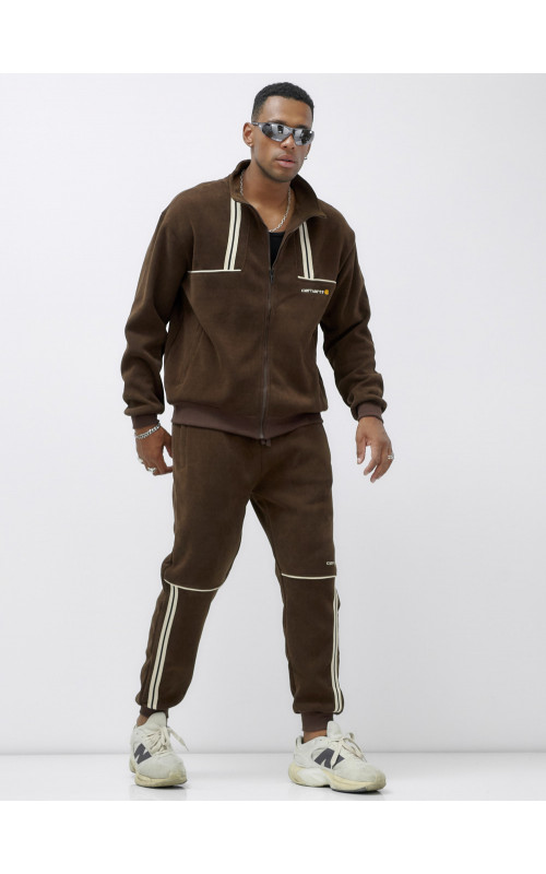 Мужской демисезонный спортивный костюм на флисе, коричневый, для спорта в Тюмени
