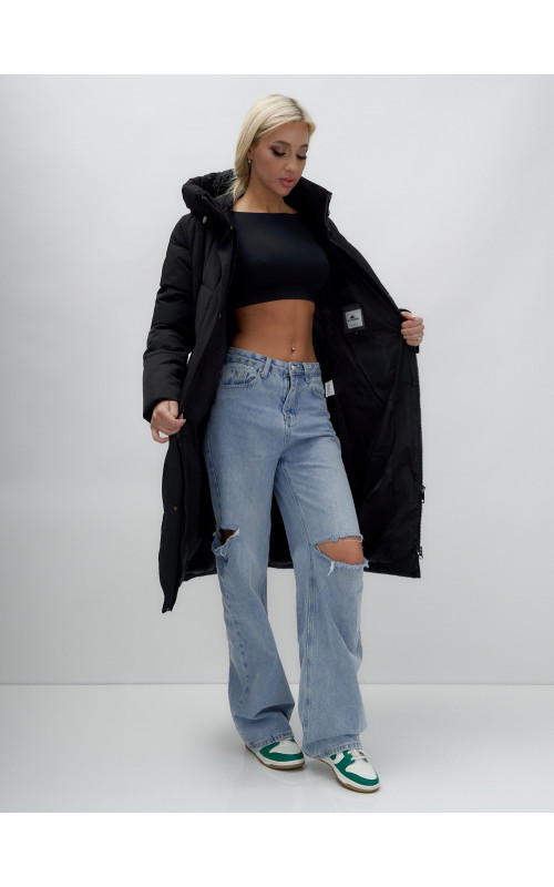 Тёплый женский пуховик с капюшоном