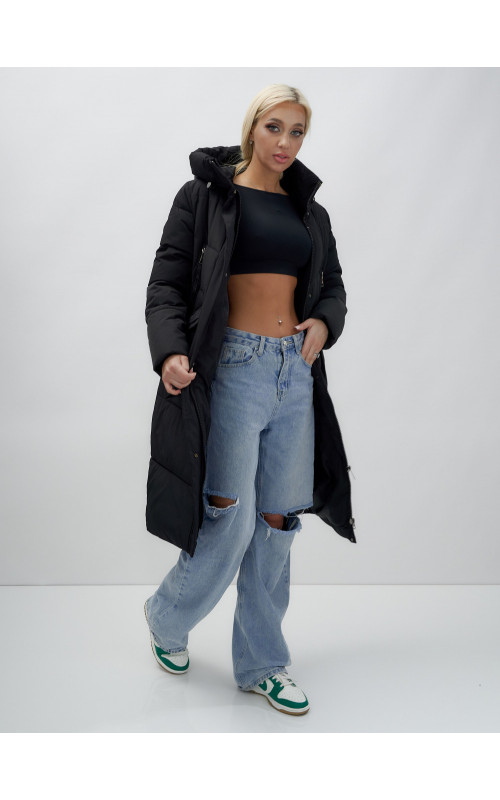 Тёплый женский пуховик с капюшоном