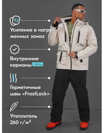 Мужской горнолыжный костюм: куртка и полукомбинезон для зимних активностей.